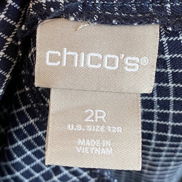 Chico's Brigitte Pull-On Slim Ankle Pants Navy White Plaid Check 12 - Picture 6 of 8